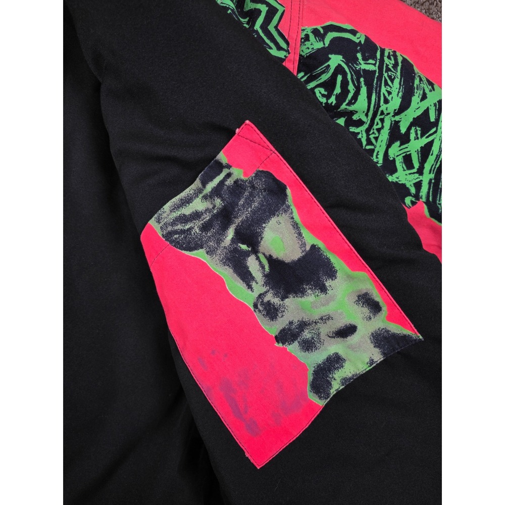 Vintage Quiksilver Mens Neon Pink Green Abstract Print Full Zip Jacket XL Puffer - Picture 11 of 16